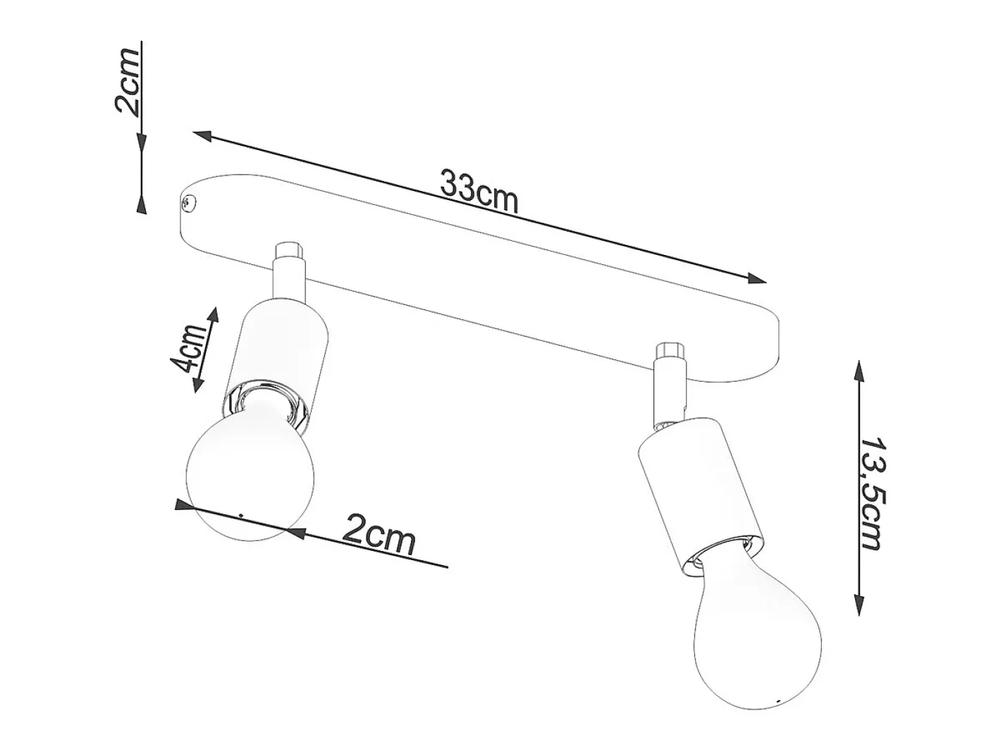 Sollux Lighting Plafón-Lámparas de techo Synfex minimalista de acero - 2 fuentes luminosas 4000K - L.33 x A.13,5 cm - Negro