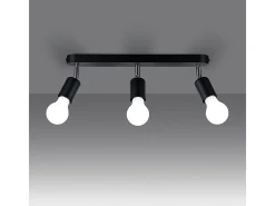 Outlet Sollux Lighting Lámparas de techo Synfex minimalista de acero - 3 fuentes luminosas 4000K - L.40 x A.13,5 cm - Negro