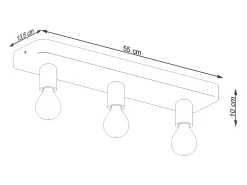 Sollux Lighting Lámparas De Techo Tavo Industrial De Concreto - 3 Fuentes Luminosas - L.55 X A.10 Cm - Gris New