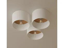 Sollux Lighting Lámparas De Techo Telesto Escandinavo De Tela/Madera/Acero - 1 Fuentes Luminosas - L.35 X A.20 Cm - Blanco/Marrón Claro Marru00f3n / Blanco