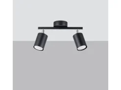 Online Sollux Lighting Lámparas de techo Torim minimalista de acero - 2 fuentes luminosas 3000K - L.26 x A.20 cm - Negro