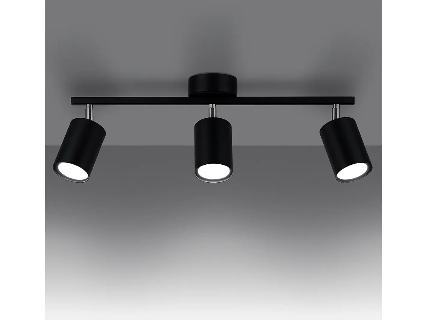 Outlet Sollux Lighting Lámparas de techo Torim minimalista de acero - 3 fuentes luminosas 4000K - L.46 x A.20 cm - Negro