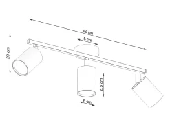 Sale Sollux Lighting Lámparas de techo Torim minimalista de acero - 3 fuentes luminosas 3000K - L.46 x A.20 cm - Negro