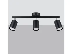 Sale Sollux Lighting Lámparas de techo Torim minimalista de acero - 3 fuentes luminosas 3000K - L.46 x A.20 cm - Negro