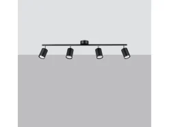 New Sollux Lighting Lámparas de techo Torim moderno de acero - 4 fuentes luminosas 3000K - L.100 x A.20 cm - Negro