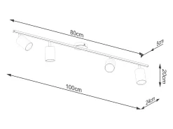 Hot Sollux Lighting Lámparas de techo Torim moderno de acero - 4 fuentes luminosas 3000K - L.100 x A.20 cm - Blanco