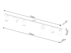 Sollux Lighting Lámparas de techo Torim moderno de acero - 6 fuentes luminosas 3000K - L.135 x A.20 cm - Negro Online
