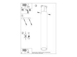 Discount Sollux Lighting Lámparas de techo Toris moderno de acero - 1 fuentes luminosas 3000K - L.6 x A.40 cm - Blanco
