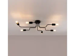 Sollux Lighting Plafón-Lámparas De Techo Vector Industrial De Acero - 6 Fuentes Luminosas - L.80 X A.15,5 Cm - Negro