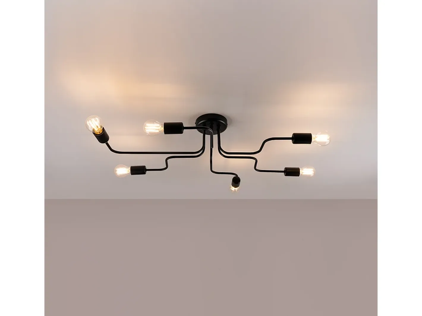 Sollux Lighting Plafón-Lámparas De Techo Vector Industrial De Acero - 6 Fuentes Luminosas - L.80 X A.15,5 Cm - Negro