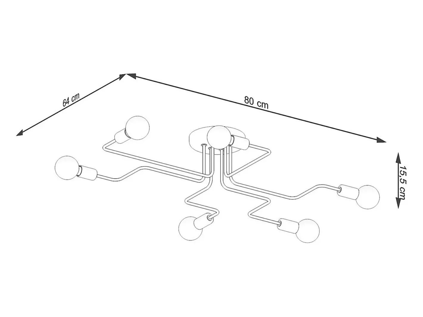 Sollux Lighting Plafón-Lámparas De Techo Vector Industrial De Acero - 6 Fuentes Luminosas - L.80 X A.15,5 Cm - Negro