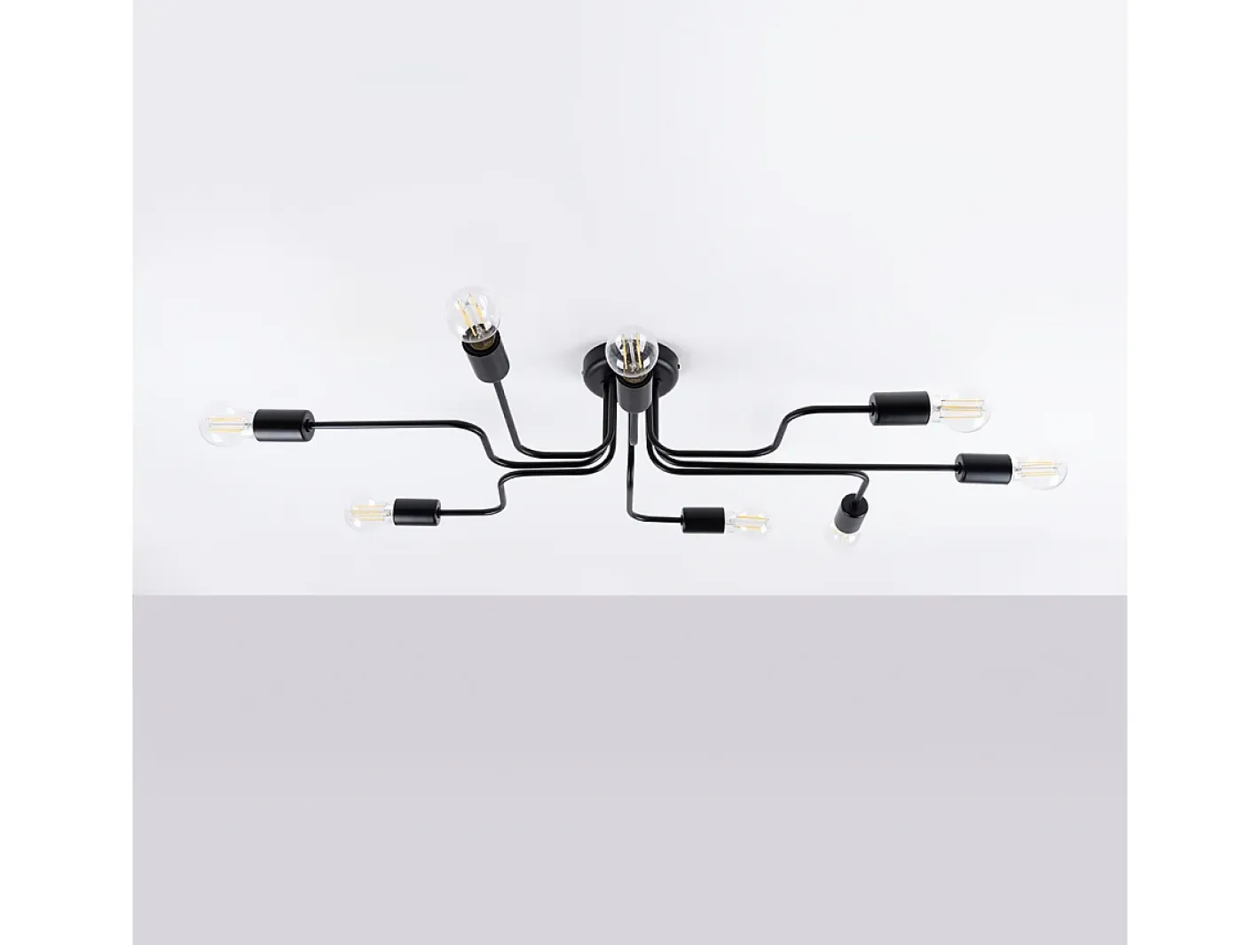 Sollux Lighting Plafón-Lámparas De Techo Vector Industrial De Acero - 8 Fuentes Luminosas - L.103 X A.15,5 Cm - Negro