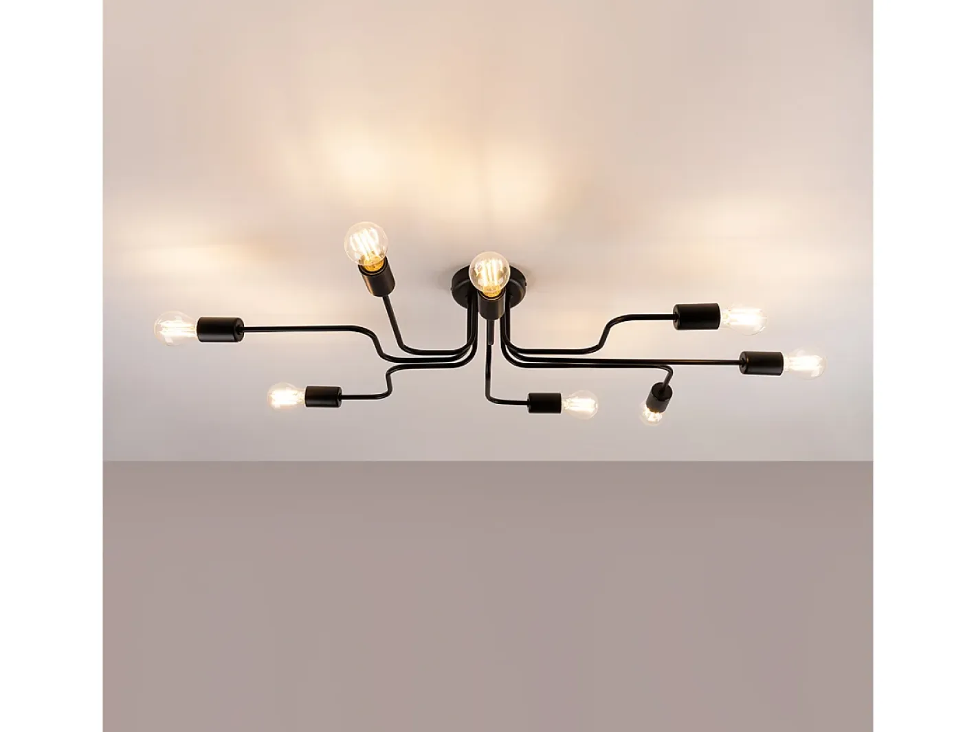 Sollux Lighting Plafón-Lámparas De Techo Vector Industrial De Acero - 8 Fuentes Luminosas - L.103 X A.15,5 Cm - Negro