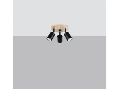 Best Sollux Lighting Lámparas De Techo Verdo Escandinavo De Acero/Madera - 3 Fuentes Luminosas - L.33 X A.17 Cm - Madera Negra Negro