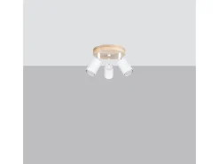 Sollux Lighting Lámparas De Techo Verdo Escandinavo De Acero/Madera - 3 Fuentes Luminosas - L.33 X A.17 Cm - Madera Blanca Blanco Best