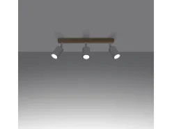 Sollux Lighting Plafón-Lámparas De Techo Verdo Moderno De Acero/Madera - 3 Fuentes Luminosas - L.61 X A.17,5 Cm - Madera Blanca Blanco