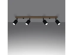 Clearance Sollux Lighting Lámparas De Techo Verdo Moderno De Acero/Madera - 4 Fuentes Luminosas - L.96 X A.17,5 Cm - Madera Negra Negro