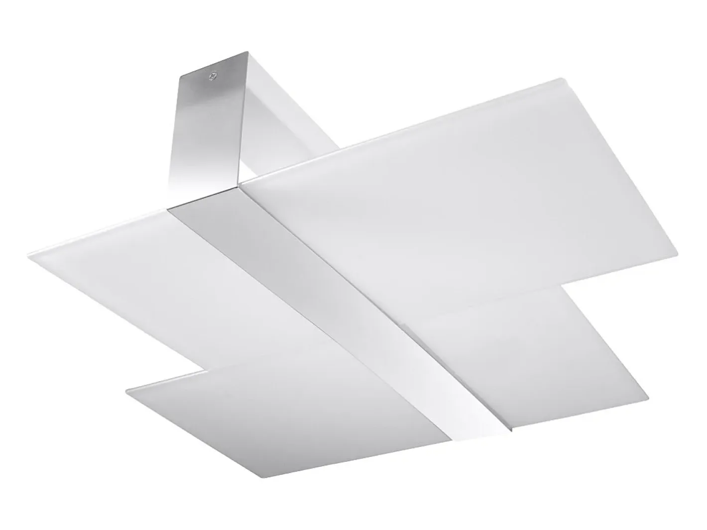 New Sollux Lighting Lámparas de techo Verre moderno de acero/vidrio - 2 fuentes luminosas 3000K - L.65 x A.11 cm - cromo/blanco Gris