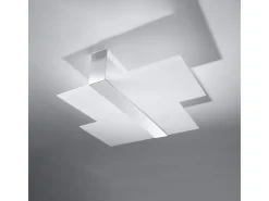 New Sollux Lighting Lámparas de techo Verre moderno de acero/vidrio - 2 fuentes luminosas 3000K - L.65 x A.11 cm - cromo/blanco Gris