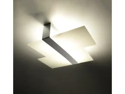 Sollux Lighting Plafón-Lámparas de techo Verre moderno de acero/vidrio - 2 fuentes luminosas 4000K - L.65 x A.11 cm - cromo/blanco Gris