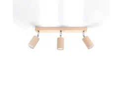 Sollux Lighting Plafón-Lámparas de techo Vorix escandinavo de madera - 3 fuentes luminosas 3000K - L.45 x A.20 cm - madera natural Color natural claro