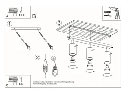 Sollux Lighting Plafón-Lámparas de techo Vorix escandinavo de madera - 3 fuentes luminosas 3000K - L.45 x A.20 cm - madera natural Color natural claro