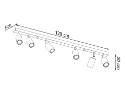 Sollux Lighting Plafón-Lámparas de techo Vorix escandinavo de madera - 6 fuentes luminosas 4000K - L.120 x A.20 cm - roble Marru00f3n