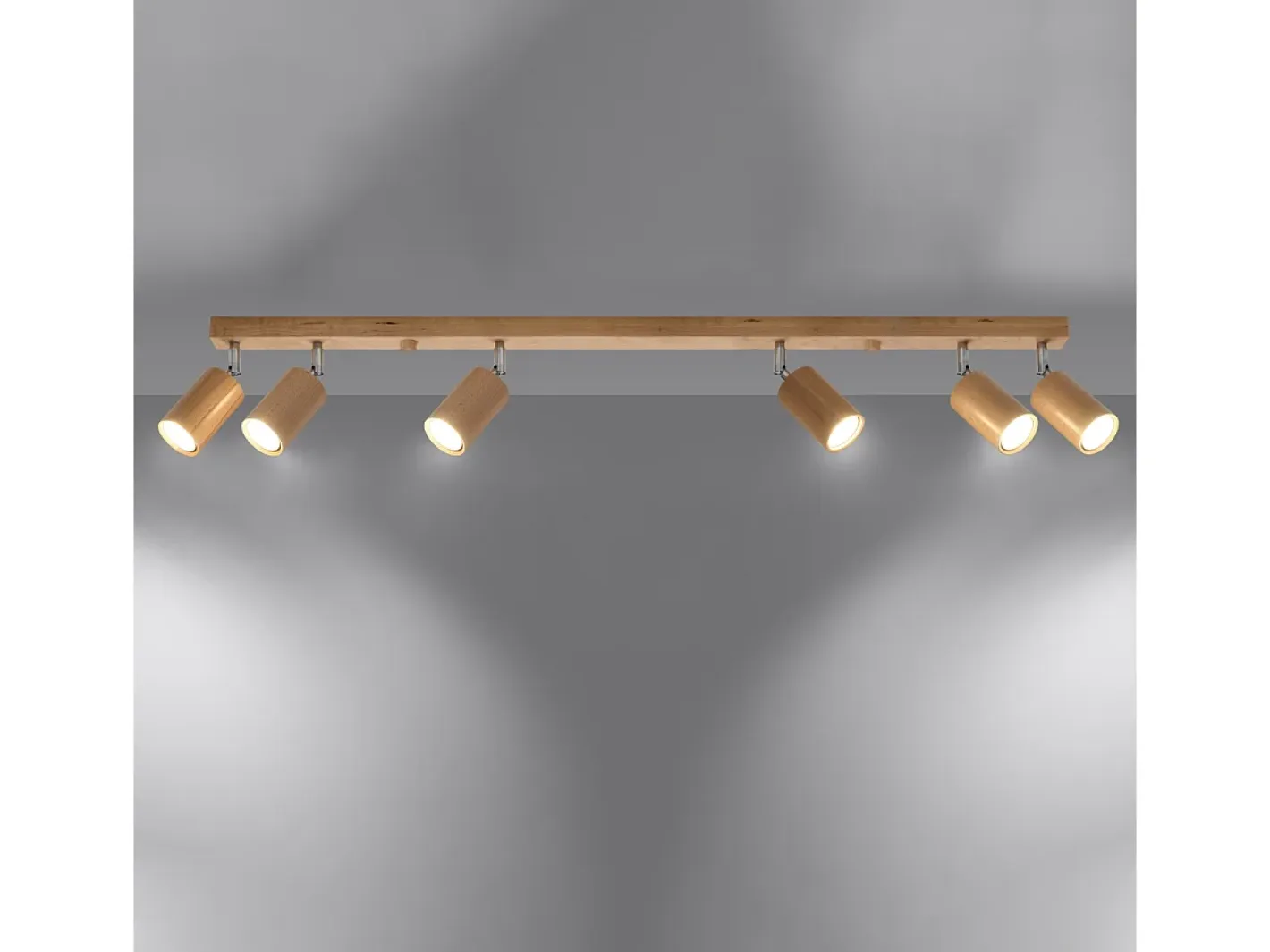Sollux Lighting Plafón-Lámparas de techo Vorix escandinavo de madera - 6 fuentes luminosas 4000K - L.120 x A.20 cm - roble Marru00f3n