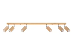 Sollux Lighting Plafón-Lámparas de techo Vorix escandinavo de madera - 6 fuentes luminosas 4000K - L.120 x A.20 cm - roble Marru00f3n