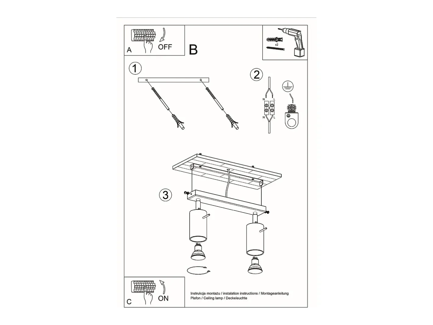 Sollux Lighting Lámparas de techo Vorix escandinavo de madera - 2 fuentes luminosas 3000K - L.30 x A.20 cm - madera natural Color natural claro Discount
