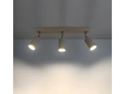 Hot Sollux Lighting Lámparas de techo Vorix escandinavo de madera - 3 fuentes luminosas 4000K - L.45 x A.20 cm - madera natural Color natural claro