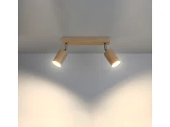 Sollux Lighting Plafón-Lámparas de techo Vorix escandinavo de madera - 2 fuentes luminosas 4000K - L.30 x A.20 cm - madera natural Color natural claro