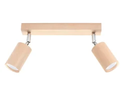 Sollux Lighting Plafón-Lámparas de techo Vorix escandinavo de madera - 2 fuentes luminosas 4000K - L.30 x A.20 cm - madera natural Color natural claro