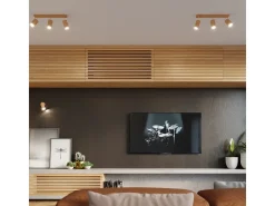 Best Sollux Lighting Lámparas de techo Vorix escandinavo de madera - 4 fuentes luminosas 4000K - L.80 x A.20 cm - roble Marru00f3n