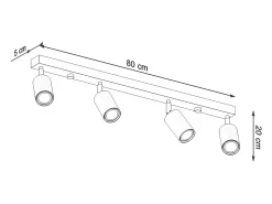 Best Sollux Lighting Lámparas de techo Vorix escandinavo de madera - 4 fuentes luminosas 4000K - L.80 x A.20 cm - roble Marru00f3n