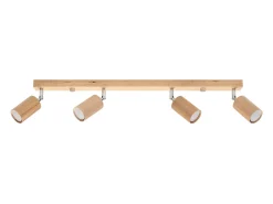 Sollux Lighting Plafón-Lámparas de techo Vorix escandinavo de madera - 4 fuentes luminosas 3000K - L.80 x A.20 cm - roble Marru00f3n