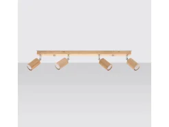 Sollux Lighting Plafón-Lámparas de techo Vorix escandinavo de madera - 4 fuentes luminosas 3000K - L.80 x A.20 cm - roble Marru00f3n