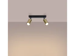 Sollux Lighting Plafón-Lámparas De Techo Winx Moderno De Acero - 2 Fuentes Luminosas - L.30 X A.18,5 Cm - Oro Negro Negro / Dorado