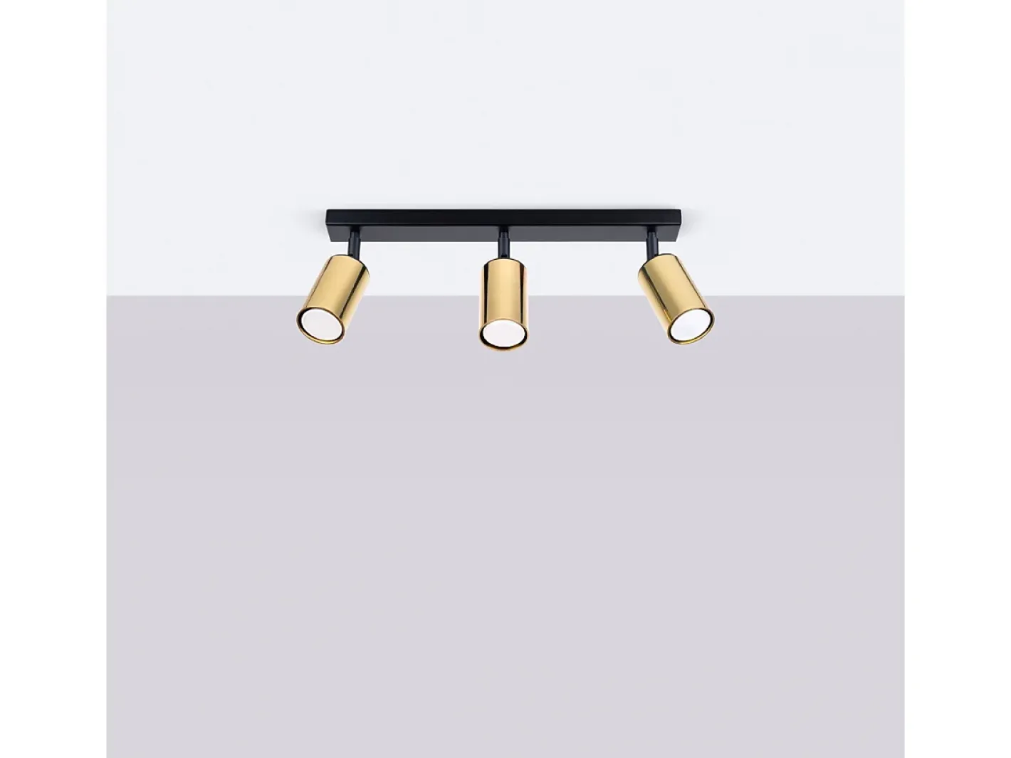 Clearance Sollux Lighting Lámparas De Techo Winx Moderno De Acero - 3 Fuentes Luminosas - L.45 X A.18,5 Cm - Oro Negro Negro / Dorado