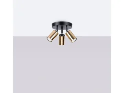 Sollux Lighting Plafón-Lámparas De Techo Winx Moderno De Acero - 3 Fuentes Luminosas - L.19,5 X A.20 Cm - Oro Negro