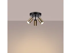 Sollux Lighting Plafón-Lámparas De Techo Winx Moderno De Acero - 3 Fuentes Luminosas - L.19,5 X A.20 Cm - Oro Negro