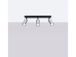 Discount Sollux Lighting Lámparas De Techo Winx Moderno De Acero - 3 Fuentes Luminosas - L.45 X A.18,5 Cm - /Cromo Negro