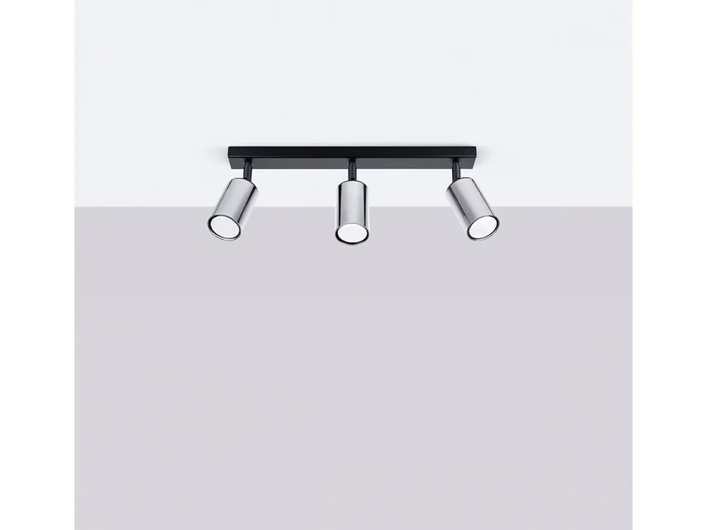 Discount Sollux Lighting Lámparas De Techo Winx Moderno De Acero - 3 Fuentes Luminosas - L.45 X A.18,5 Cm - /Cromo Negro