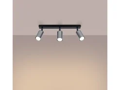 Discount Sollux Lighting Lámparas De Techo Winx Moderno De Acero - 3 Fuentes Luminosas - L.45 X A.18,5 Cm - /Cromo Negro
