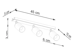 Discount Sollux Lighting Lámparas De Techo Winx Moderno De Acero - 3 Fuentes Luminosas - L.45 X A.18,5 Cm - /Cromo Negro