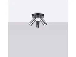 Clearance Sollux Lighting Lámparas De Techo Winx Moderno De Acero - 3 Fuentes Luminosas - L.19,5 X A.20 Cm - Negro/Cromo Plateado