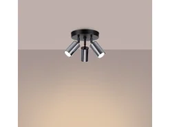 Clearance Sollux Lighting Lámparas De Techo Winx Moderno De Acero - 3 Fuentes Luminosas - L.19,5 X A.20 Cm - Negro/Cromo Plateado