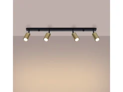 Sollux Lighting Plafón-Lámparas De Techo Winx Moderno De Acero - 4 Fuentes Luminosas - L.82 X A.18,5 Cm - Oro Negro