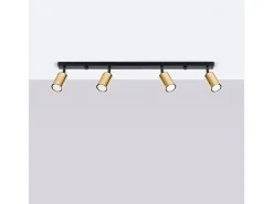 Sollux Lighting Plafón-Lámparas De Techo Winx Moderno De Acero - 4 Fuentes Luminosas - L.82 X A.18,5 Cm - Oro Negro