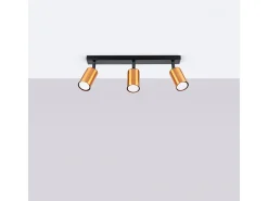 Sollux Lighting Lámparas De Techo Winx Moderno De Acero - 3 Fuentes Luminosas - L.45 X A.18,5 Cm - Negro/Cobre Negro / Dorado